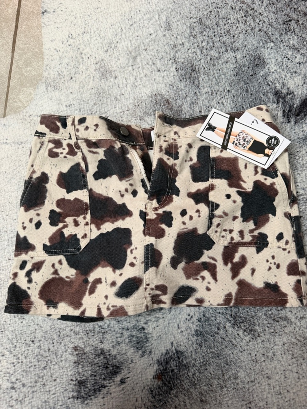 Cow Print Mini Skirt in Brown and Black